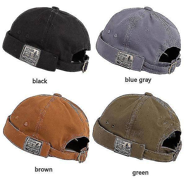 Vintage Docker Kasket Brimless Hat Åndbar Beanie Hat Bomuld Retro Justerbar Litterær Udlejer Sømandskasket Kvinder Hip Hop Hat