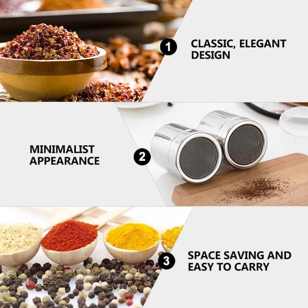 Krydderboks Pulverdrysser Rustfritt Stål Klassisk Elegant Minimalistisk Design Plassbesparende Enkel å Bære
