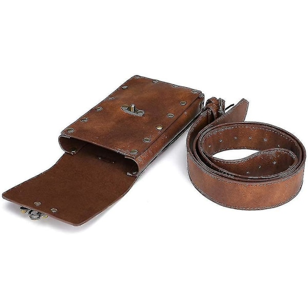 Steampunk Crossbody Axelväska Messenger Gotisk Midjeväska Kedja Drop Ben Hip Holster Bälte
