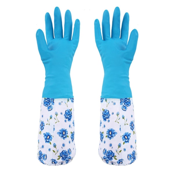 Rengøringshandsker 1 par Tykke Anti-skridning Opvaskehandske med snoretræk Blue