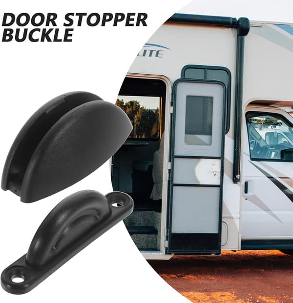 Dørholderfangstsæt Nylon Dørstopper til Autocamper Trailer Campingvogn Lydløs Lås Sort