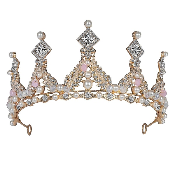 Krystallprinsessekrone for jenter,gullbarnebursdags tiaraer med rhinestone-hodeplagg, tilbehør