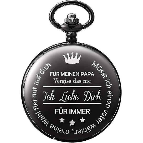 Taskukello kaiverrusketjulla Miehet Musta / Pronssi Lahja Syntymäpäiväksi Isänpäiväksi