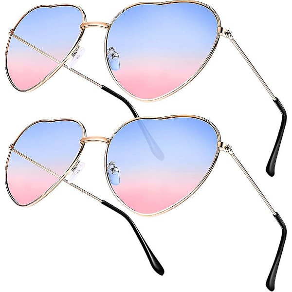2 Par Hippie Briller Hjerteformede Solbriller For Hippie Kostyme