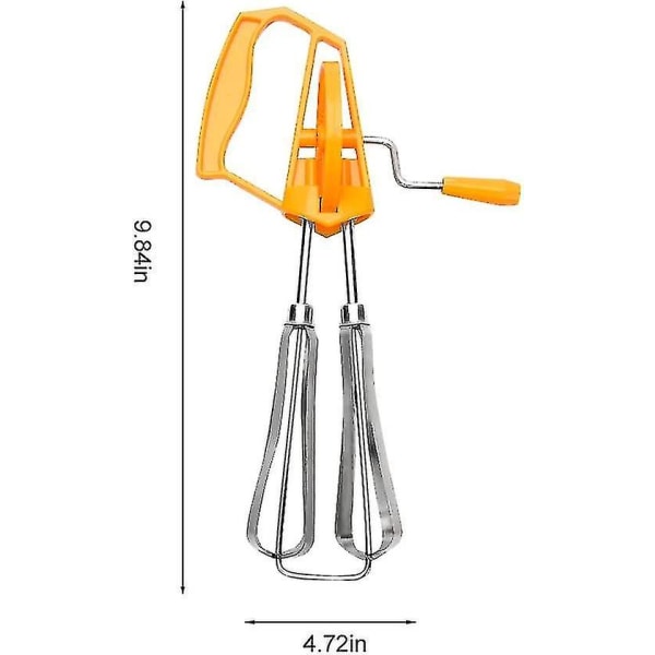 Rostfritt Stål Manuell Rotationsäggvisp - Handmixer - Mjölkmixer - Köksredskap (orange)