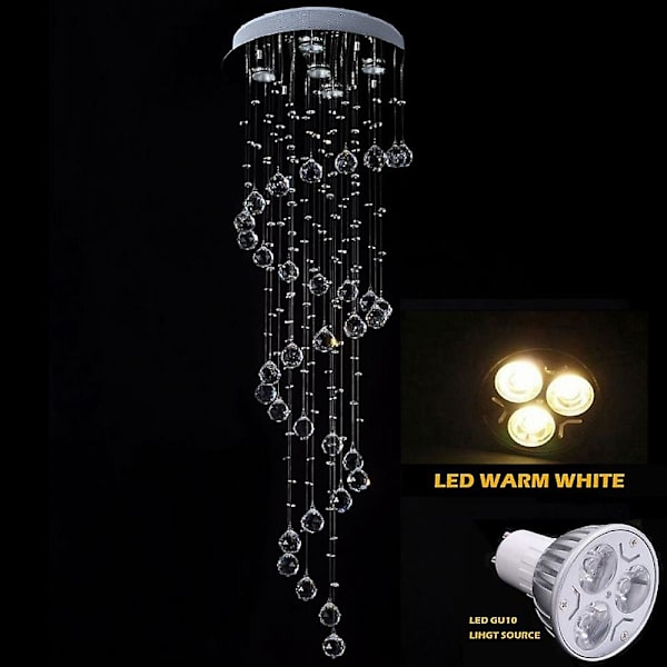 5-armad 40cm Kristall LED-kronljus Guld Hängande Ljus