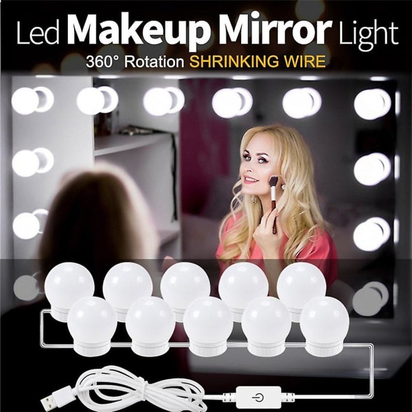 1 sett Led Makeup Speil Lys Vanity Bulb Kosmetisk Bright Light