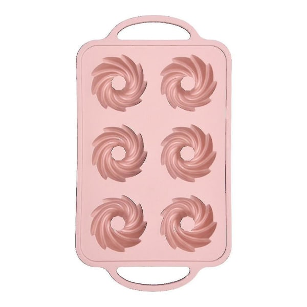 Mini Muffinssi 6-reikäinen silikoni pyöreä mold 32,2x18cm (vaaleanpunainen)