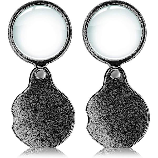 2 st 10x Små Fickförstoringsglas Premium Vikbart Mini Förstoringsglas Med Roterande Skyddande Läderfodral, Används För Läsning, Vetenskap, Smycken