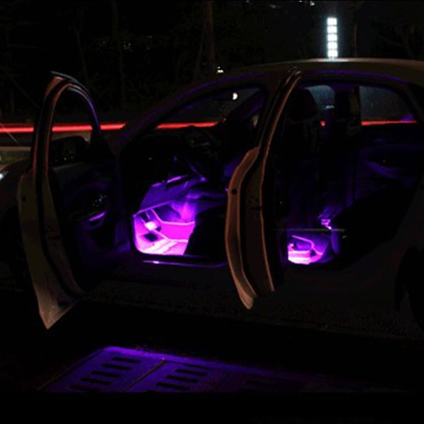 1 for 4 Atmosfære Neon Lys Lampe RGB 9 LED Bil Trådløs