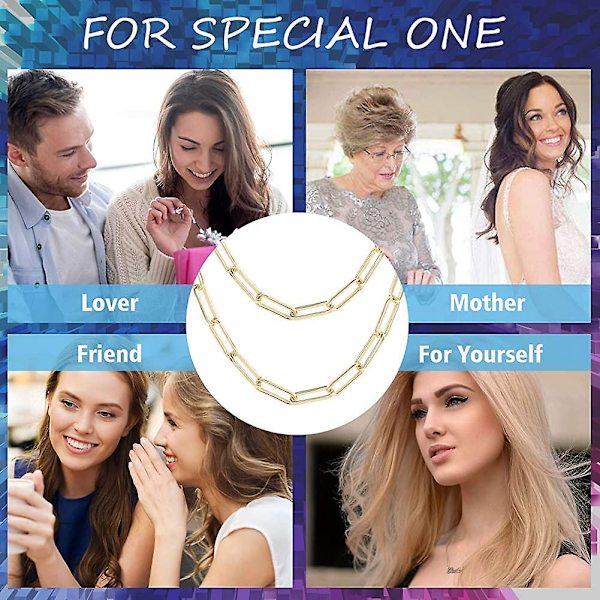 14k Kedjor För Lmell Kvinnor Halsband Kedjor Pappersklipp Halsband Kedja Smycken