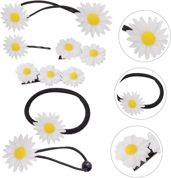 Daisy Blomst Hårklemme Sæt 6 Stykker Blomsterformede Hårklemmer til Piger til Daglig Brug