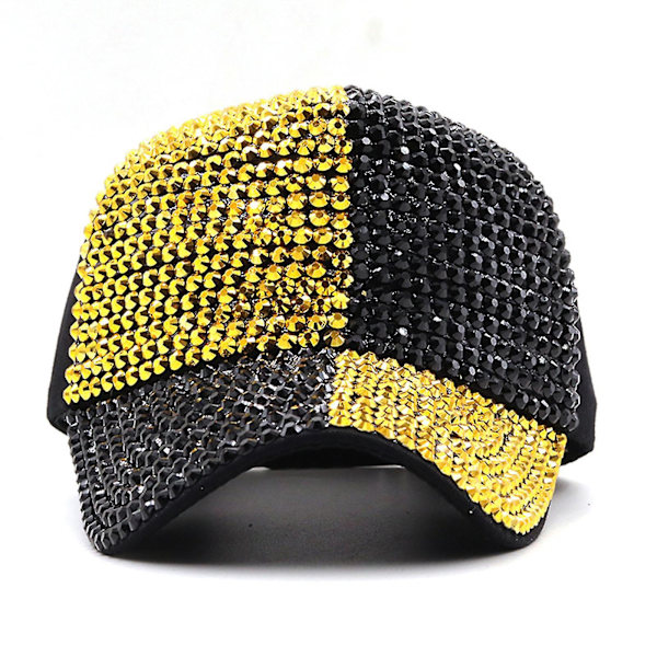 Andningsbar Baseballkeps med Strass för Utomhusfritid, Solskydd, Justerbar Yellow