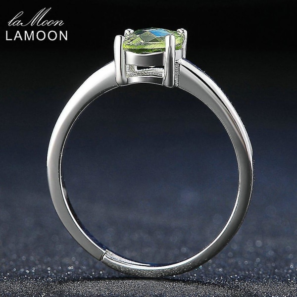 Lamoon 6mm Natural Square Cut Peridot Silver Ring