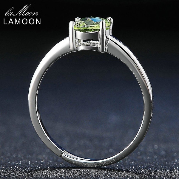 Lamoon 6mm Naturlig fyrkantig skuren Peridot Silver Ring