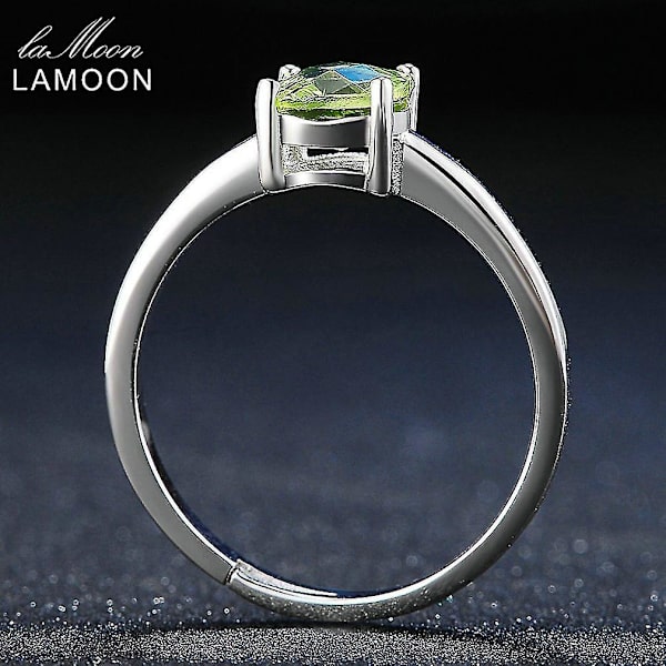 Lamoon 6mm Naturligt Kvadratisk Slippad Peridot Silverring