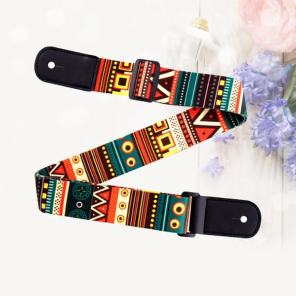 Gitarrrem Bekväm Cross-body Sling Etnisk Stil Justerbar Tillverkad av Robust Polyester