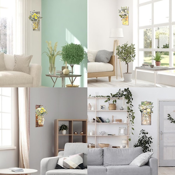 2 stk Rustikke Vægsconces Mason Jar Sconces Håndlavet Væghængt Design Med Fjernbetjening LED Feelygter Og Hvid Peon