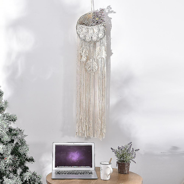 25x100cm Blonder Macrame Væghængning Boho Blomsterpotte Rattan Kurv