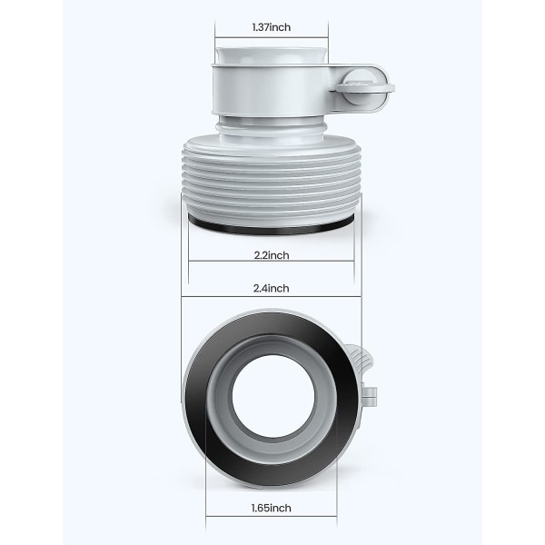 Tyypin B letkuliitin pumppuihin, 2 kpl, uima-allasletkuliitin 1,5\" ja 1,25\" liittimille