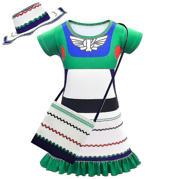 4-10 Pige Buzz Lightyear Kostume + Hat + Taske 7-8 Years
