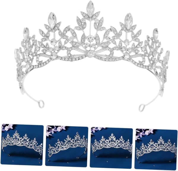 Brudetiara Hodeplagg Sølv Krystall Blomsterkrone med Rhinestones