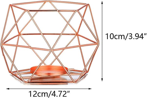 Tealysholder - 2 stk. Tealysholder i roségull, geometrisk design
