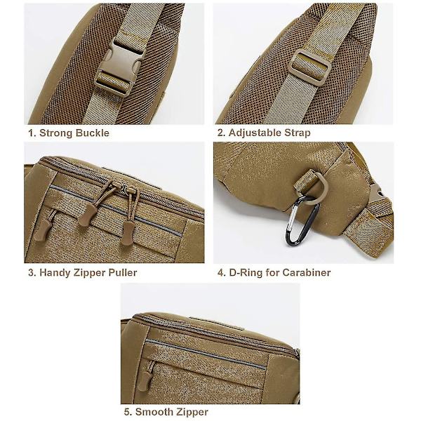 Taktisk Midjeväska, Nylon Oxford Utility Multifunktionell Edc Crossbody Rem Väska Bröst Ryggsäck (brun)