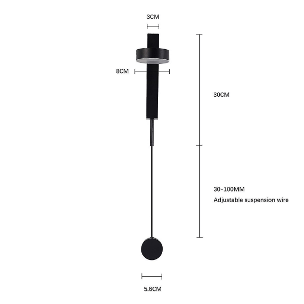 Sängbord Vägglampa Led12w Rotatable Svart