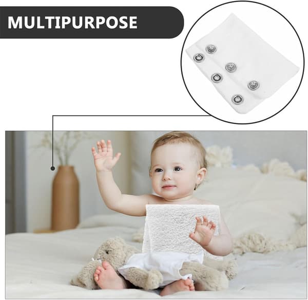 4 st Bodysuit-förlängare med tryckknappar, dubbla lager bomullstyg, vit Jumpsuit-förlängning