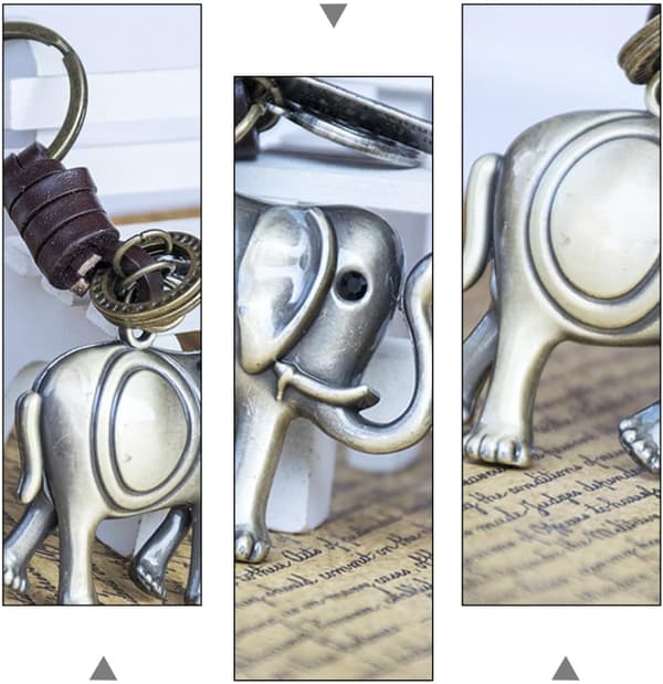 Solid nøkkelring elefant anheng nøkkelringer solid kraftig legering med jernring brun sjarmerende smart