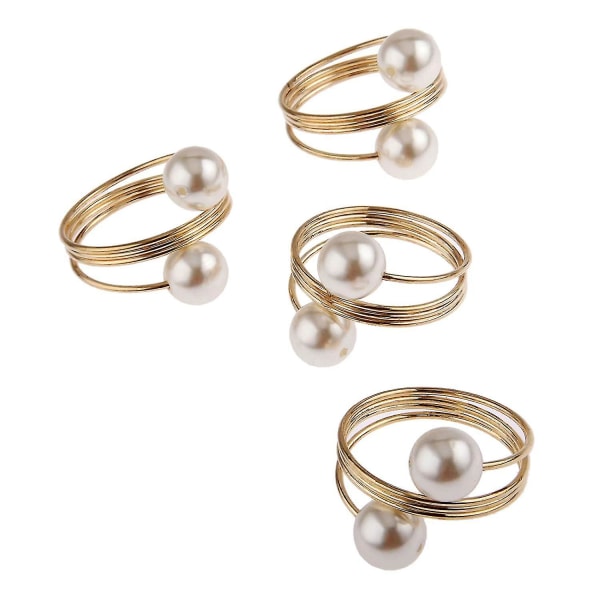12 stk perlespenne bøyle ringholder for bryllup hotellrekvisita borddekorasjon, gull