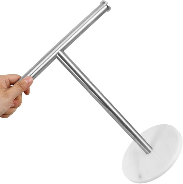 Håndkleholder i rustfritt stål med marmorbase, T-formet badehåndkleholder