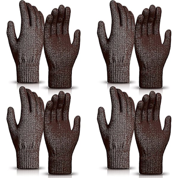 4 Par Magic Vinterhandskar Unisex Handskar Stickade Stretch Mössor Bulk Full Fingers Varma Handskar För Män Kvinnor Sport