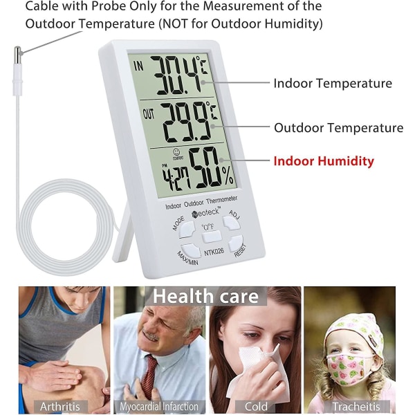 Termohygrometer Lcd digital termometer Hygrometer inomhus och utomhus termohygrometer