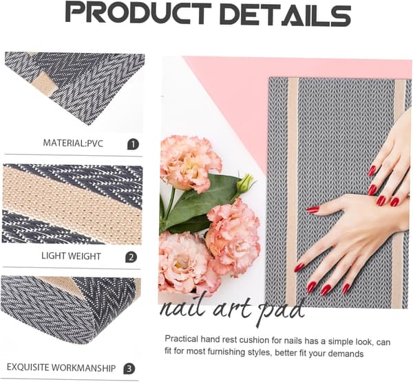 Återanvändbar PVC Nail Art Mat Manikyr Kudde Lättvikts Vikbart Handstöd