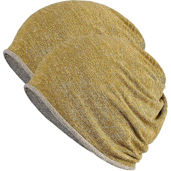 Hatt for menn og kvinner i bomull, avslappet beanie, myk og lett løpehatt, kort hatt for voksne, kjemisk hatt, avslappet hatt Yellow*yellow