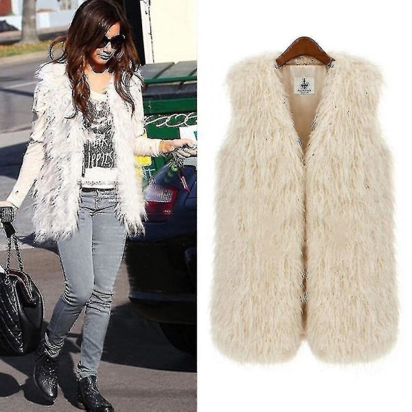 Women Shaggy Faux Fur Vest Waistcoat Jacket Gilet