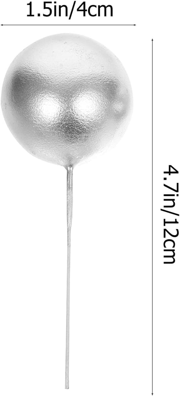 20 stk. kagepynt kagepynt cupcake toppers sølv skum runde kugleformede kreative enkle bagepynt