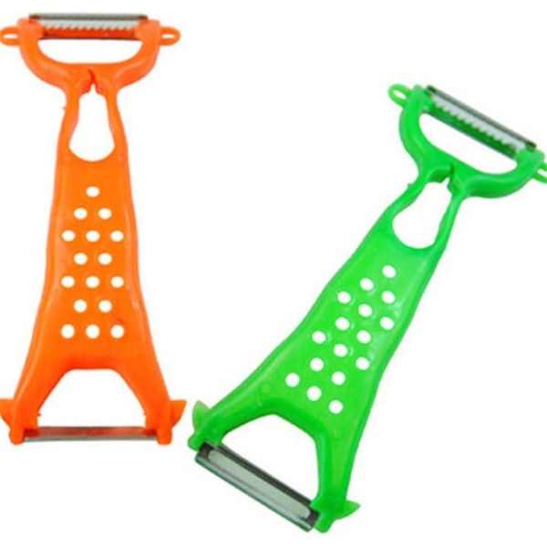 Grønnsaks- og Frukt Skreller Julienne Kutter Skjærer Skrell Kjøkkenverktøy Gadget (2 stk, Flerfarget)