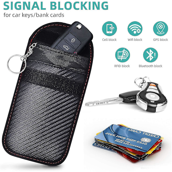 2 kpl Faraday-pussia auton avaimille, varkaudenesto Faraday-pussi auton avaimille, RFID-auton avaimen signaali