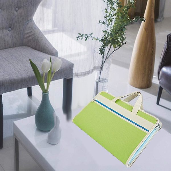 Vattentät Canvas Förvaringsmapp Bärbar Portfölj Flera Lager Insatsmapp Green Shape1