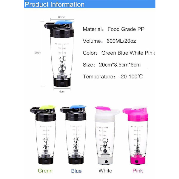 600ml Vandflaske Protein Kaffe Blender Shaker Mixer