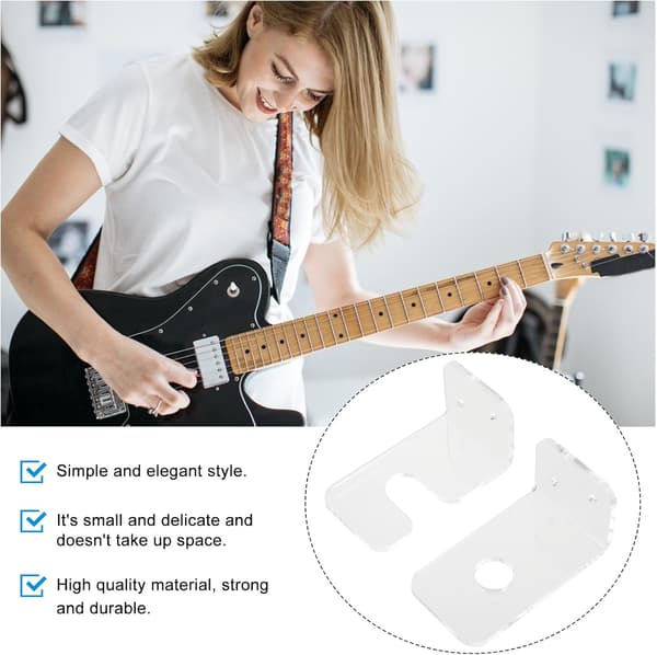1 par akryl gitar veggstativ gitar displayholder plassbesparende solid for bass veggmontering 8x5x5cm
