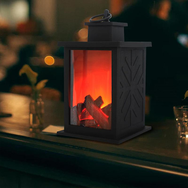 LED-Eldstad Lykta med Touch-brytare, Realistisk Flamma Eldstadlampa