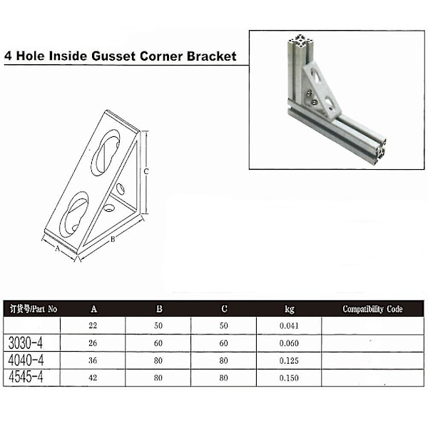 Inre Gueest hörnfäste 90 grader aluminium
