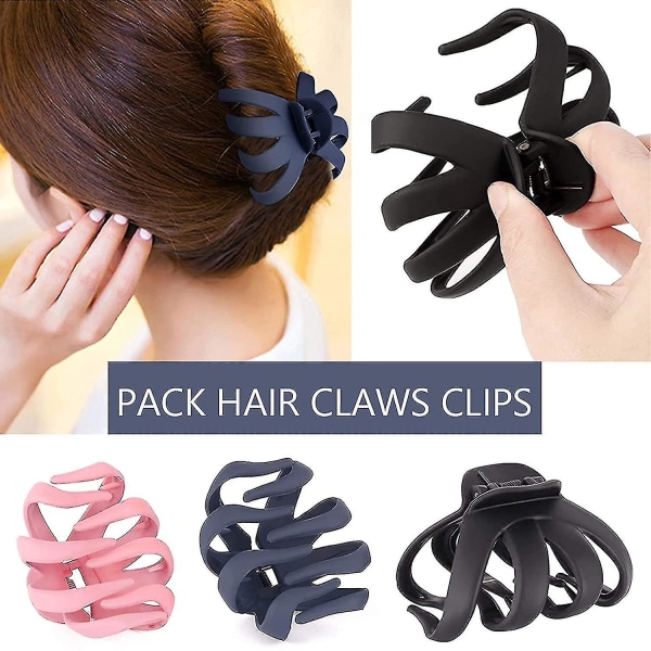 3 Stk Store Blæksprutte Hårklemme, Klassisk Stærk Hold Spider Claw Hårklips