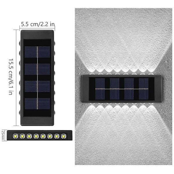 2-pack Solcellslampa för Utomhusvägg Vattentät 16 LED Veranda