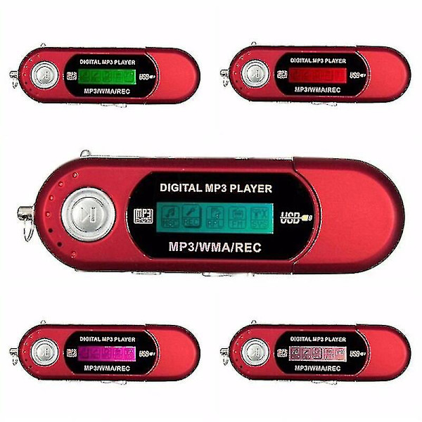 USB MP3-afspiller Bærbar Musikspiller Digital LCD-skærm 4 GB Opbevaring FM-radio Multifunktionel MP3-musikspiller USB-stick K1KF, rød