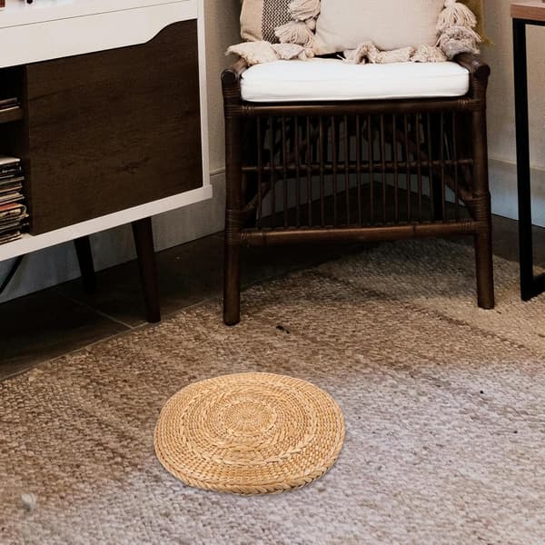 Flätad halmkudde golvkudde med japansk design, halmvävt material